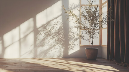 Poster - Sunlight streams through window, illuminating plant & room