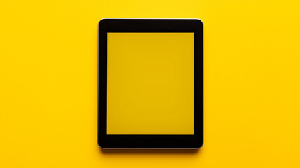 touch screen blank tablet screen isolated on yellow background