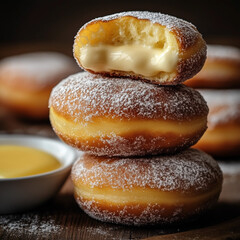 Poster - Cream-Filled Donuts with Powdered Sugar Topping 