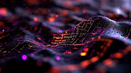 Abstract data wave, glowing particles, digital landscape, tech background, for website header