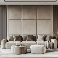 Wall Mural - Minimalist and modern beige living room 