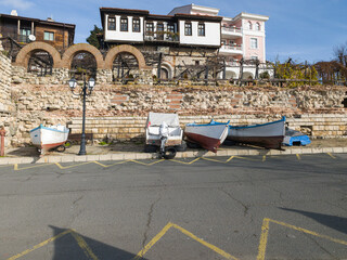 Wall Mural - Fishing boats at the port of Nessebar, Bulgaria