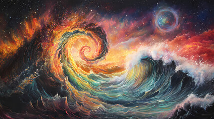 Wall Mural - undulating waves iridescent