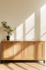 Wall Mural - Light-filled Room with Wooden Cabinet