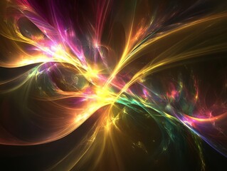 Wall Mural - this stunning abstract digital artwork features vibrant light streaks converging at a vanishing poin