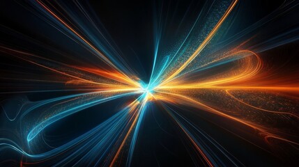 Wall Mural - this abstract digital artwork showcases vibrant light streaks converging at a vanishing point, creat