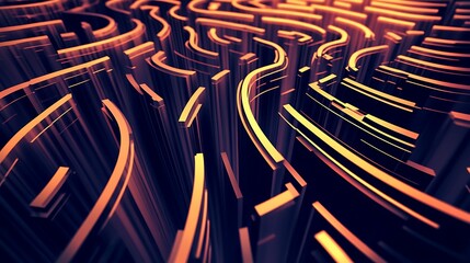 Wall Mural - A maze-like pattern of intersecting lines that shifts perspective, creating a mind-bending effect.