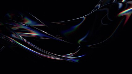 Wall Mural - abstract animation, colorful wavy shape on black background, 4k looping video, 3d render