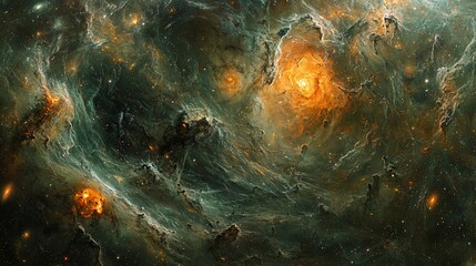 Wall Mural - Celestial nebula swirling with vibrant colors, cosmic dust clouds.  Possible use for science, space, astronomy, and educational purposes