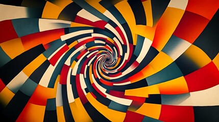 Wall Mural - A swirling geometric pattern with alternating colors creating a vibrant optical illusion effect.
