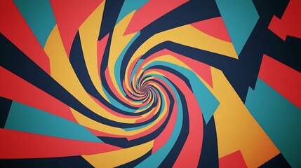 Wall Mural - A swirling geometric pattern with alternating colors creating a vibrant optical illusion effect.