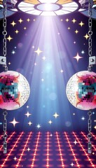 Wall Mural - disco balls lattice stars illustration chrome background shining lights 3d mirror three-dimensional abstract ball background beam black blue bokeh ceiling celebration christmas christmas bauble