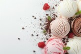 Photo of Ice creme with fruit flavour. Image illustrated food for advertisement
