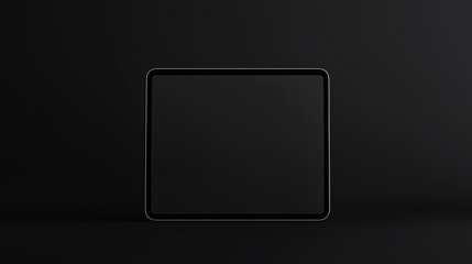 blank horizontal tablet pc mockup, empty tablet screen template on black  background