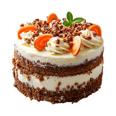 Wall Mural - Carrot Cake with Carrots and Nuts Isolated on Transparent Background