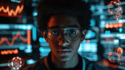 Young Programmer Concentrated on Data Analysis