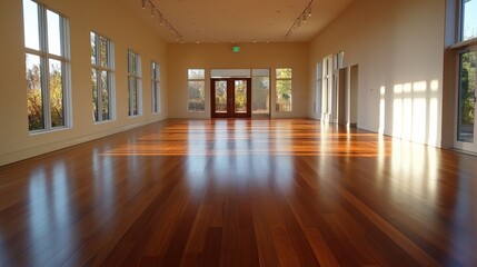 Aufkleber - Sunlit hardwood floor in a bright open space, showcasing architectural design and the beauty of natural light