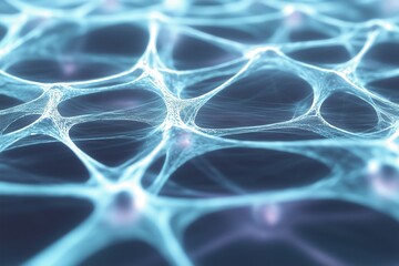 Wall Mural - abstract neural network: glowing connections create a mesmerizing, interconnected web of communicati