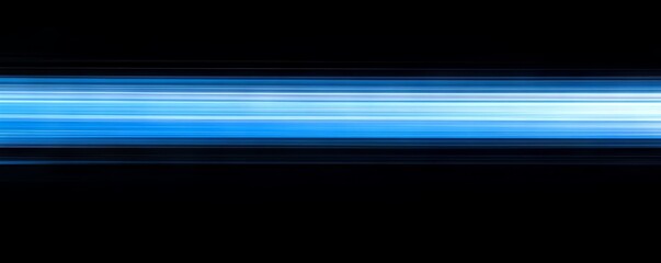 Aufkleber - Blue horizontal light streak on black background, futuristic abstract design