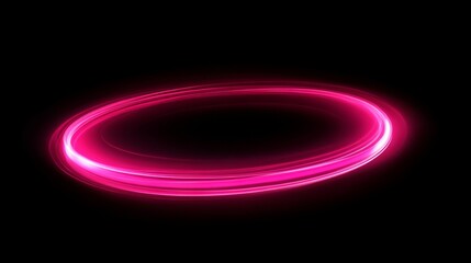 Aufkleber - Glowing pink neon light circle on black background, futuristic abstract design. Modern technology and digital concept