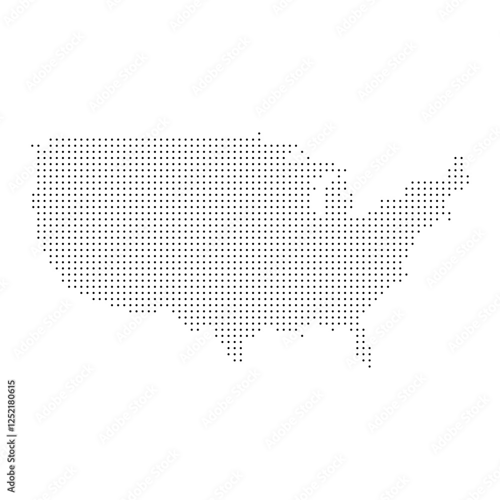 united states of america map dotted halftone vector illustration. US ...