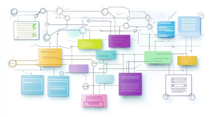 Colorful block diagram depicting workflow or process management strategy