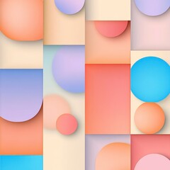 Sticker - Abstract Geometric Composition with Soft Colors and Circular Shapes