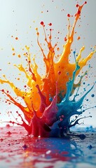 Wall Mural - illustration liquid splashes panorama colors exploding rainbow paint 18 exploding liquid paint splash rainbow colours header panorama colours art texture watercolor design grunge painting pattern