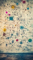  An abstract composition features connections between colorful circles and lines