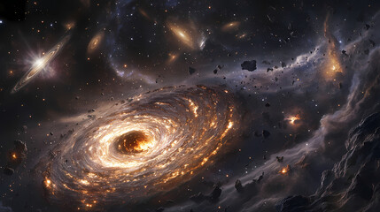 Wall Mural - massive black hole devouring debris