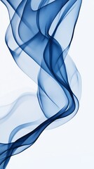 Aufkleber - Abstract blue smoke waves on a white background, artistic flow concept