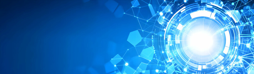 Digital network, futuristic tech, blue glow