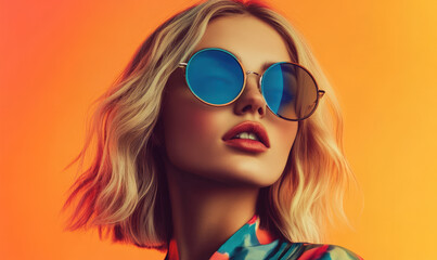 Poster - A fashionable woman wearing sunglasses