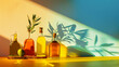 © INT888 - Minimalist olive oil tasting scene with vibrant colors and shadows
