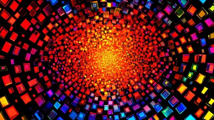 Wall Mural - vibrant colorful squares radiating inward towards light