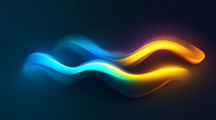 Poster - Abstract colorful light waves on dark background, modern digital art concept