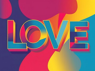 Colorful three dimensional love graphic design