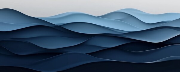 Aufkleber - Abstract wavy layers in blue hues, modern design inspiration