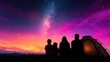 © tugkiara - Family camping under Milky Way