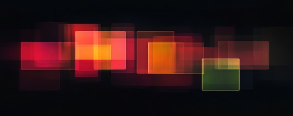 Aufkleber - Abstract geometric shapes with vibrant colors on a dark background, modern art concept