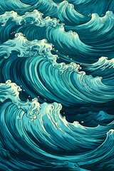 Wall Mural - ocean represented waves abstract geometric pattern graphics poster background