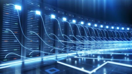 Technology big data service center, high-tech Internet data storage. Server room data flow processing, network security management services.