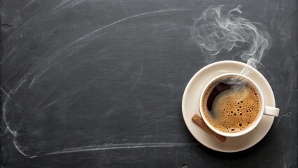 Wall Mural - Aromatic Coffee Steam Rising from a Cup on Dark Surface