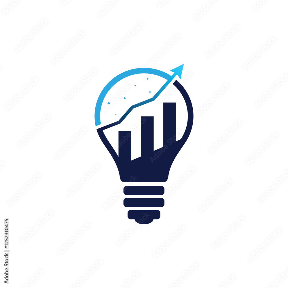 Light bulb rising graph and star illustrator logo design Stock Vector ...
