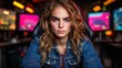 © DekYas - Young Woman Gamer in Denim Jacket at PC Setup
