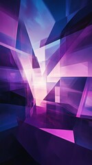 Poster - abstract geometric shapes with purple and blue light reflections, futuristic digital art concept