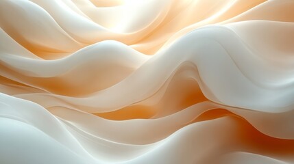 Aufkleber - Abstract waves of soft fabric textures flowing in peach and ivory hues, elegant background concept