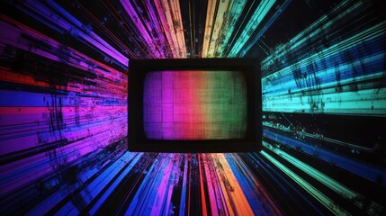 Colorful retro television with dynamic light effects