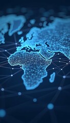 Wall Mural - global blue bitcoin business trading blockchain banner p2p concept world peer polygon commerce busin