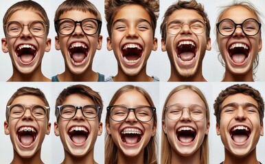 Sticker - A group of people wearing glasses are smiling and laughing